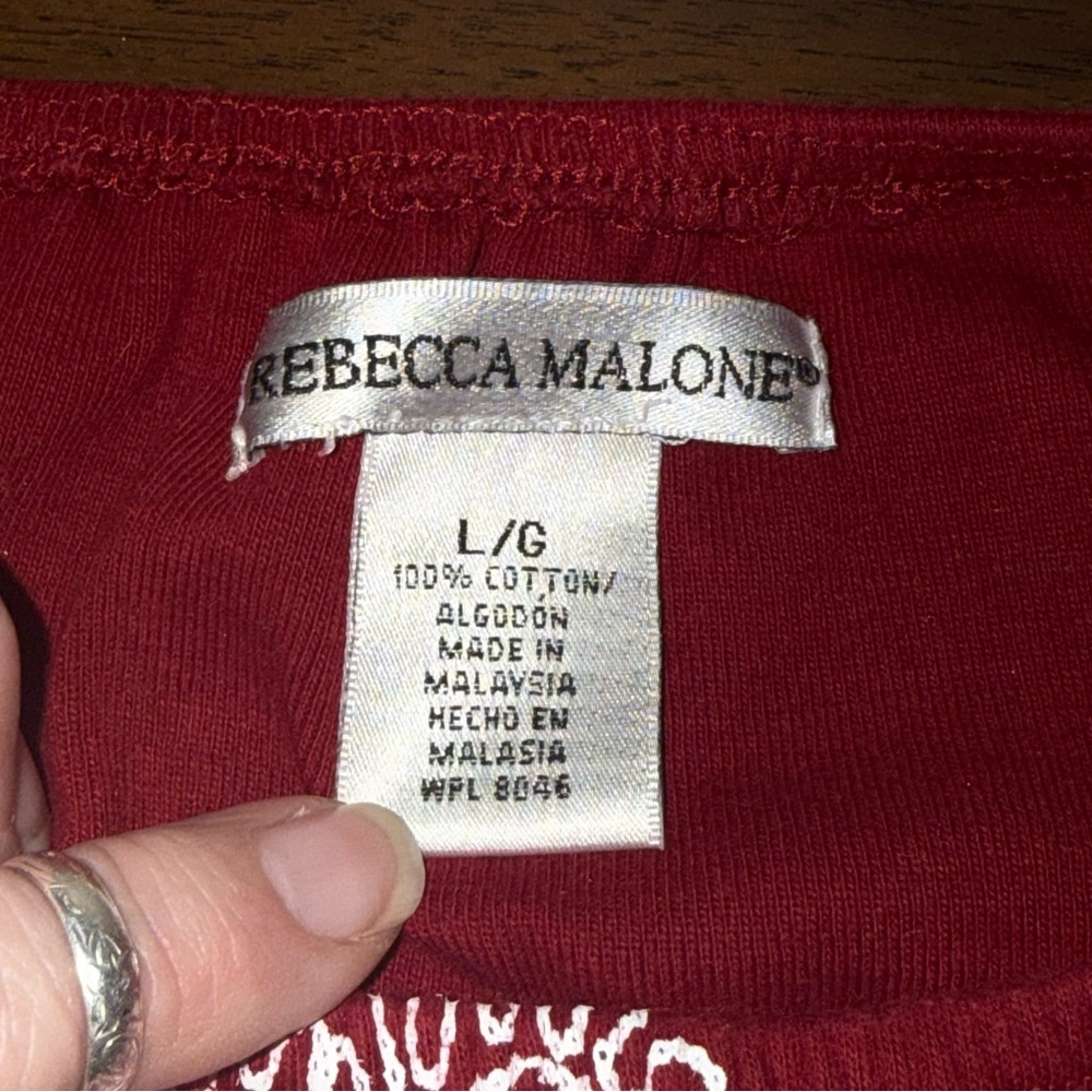NWT Rebecca Malone Red Embroidered Boho Tunic Top 3/4 Sleeve Large - Picture 5 of 8